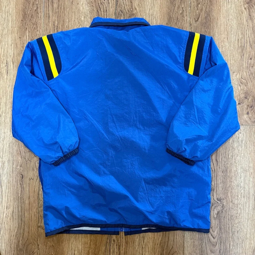 VTG 90s Nike Windbreaker Jacket Blue Yellow Stripe Full Zip Youth Medium M 10-12